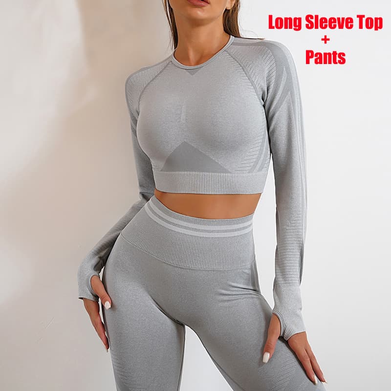 Conjunto 2 Piezas Seamless — Legging + Top Manga Larga AURA