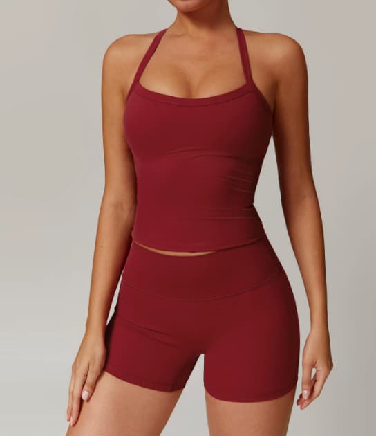 Conjunto 2 Piezas — Top Espalda Cruzada + Biker Short AURA